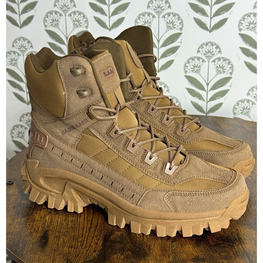 5.AA KAMEI MAKEI Brown Tactical Boots Side Zipper Lace Up Men Uni46 US 12 NEW
